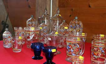 House of Miller at Millbach - The many pieces of Stiegel Type glass being offered at the auction.
