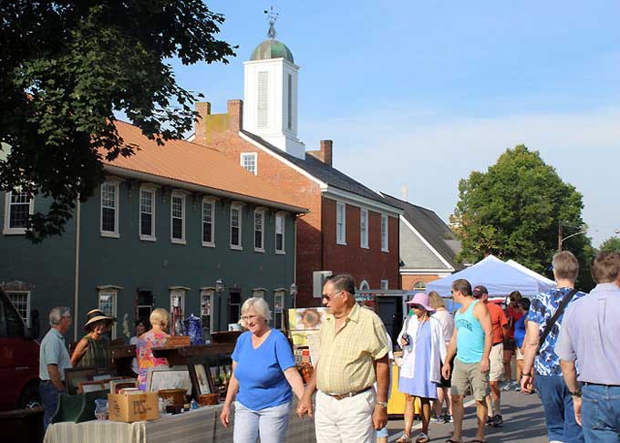 New Berlin Antiques, Arts and Crafts Show - The crowd enjoying enjoying the antique and craft show in New Berlin. Notice the Old Union County Courthouse built in 1815 in the background.
