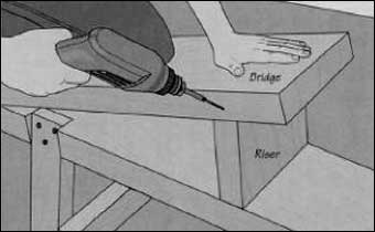 Shaving Horses - Attaching the bridge to the riser.
