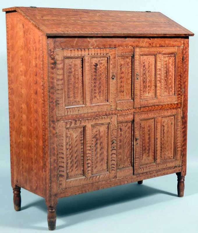 Conestoga Auctions: June, 2013 - 1841 paint decorated Accountant's desk sold for $18,880.
