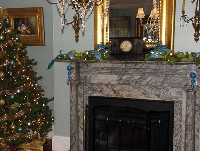 Salem, NJ Yuletide Tour - The marble fireplace at the Richard Woodnutt House
