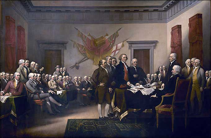 Independence Day - John Trumbull's painting of the drafting committee presenting its work to Congress
