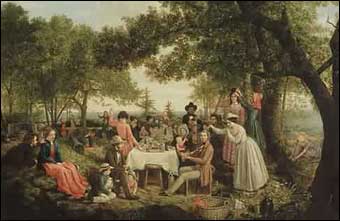 Independence Day - A Pic Nick, Camden Maine painted by Jerome Thompson, 1850
