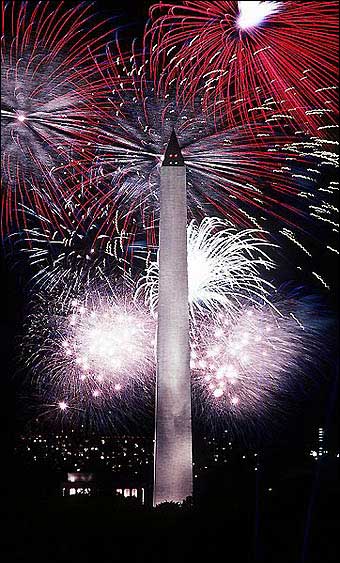 Independence Day - Fireworks surrounding the Washington Monument
